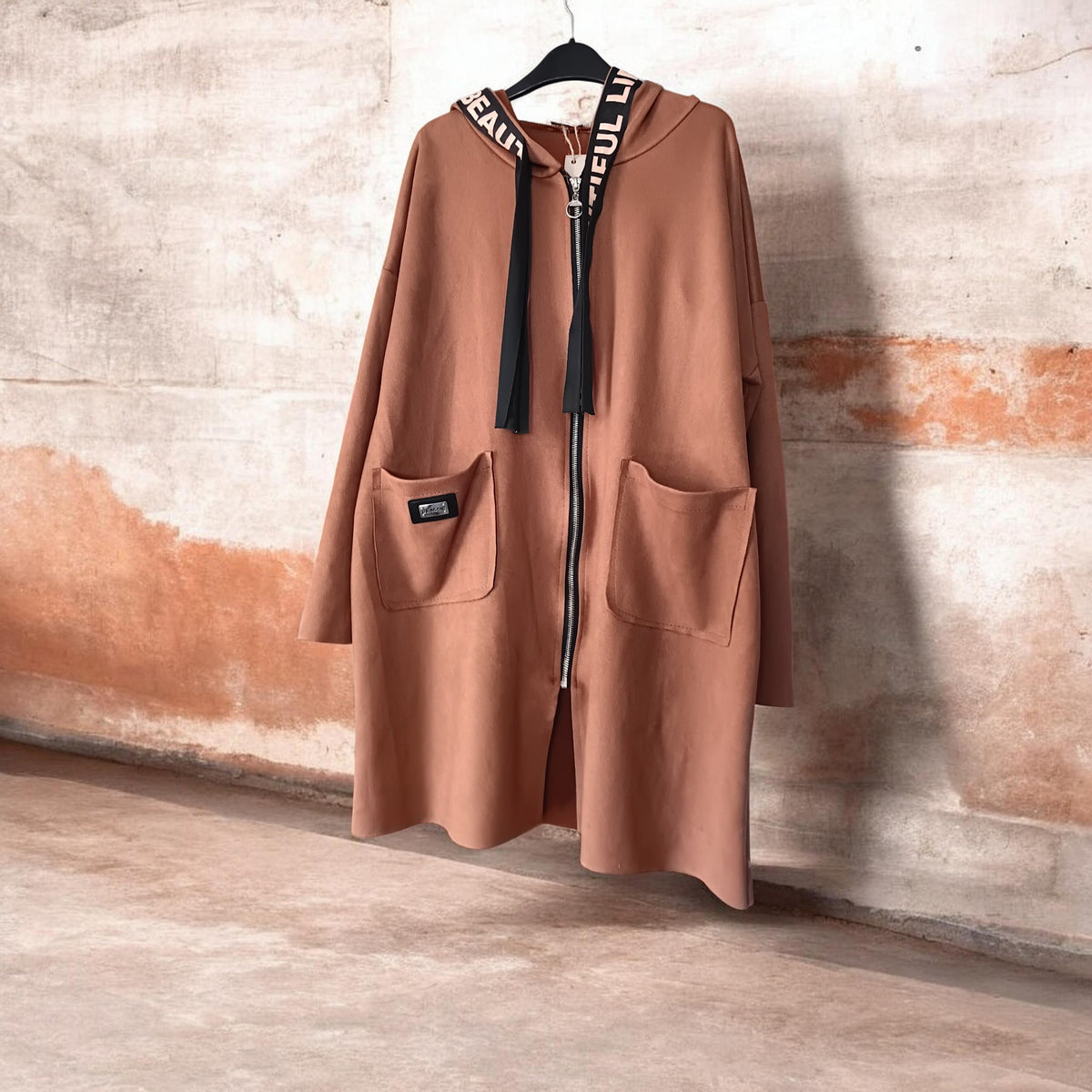 Manteau à capuche Camel