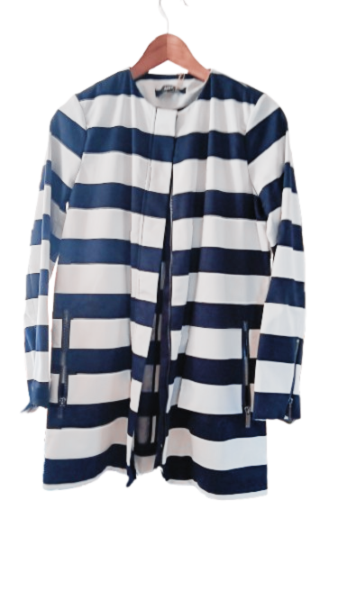 Trench style marinière rayé bleu et blanc