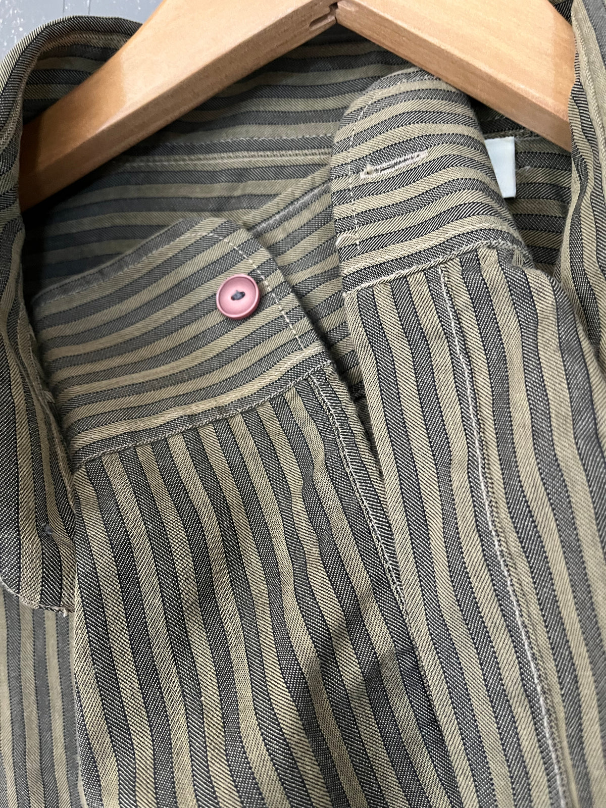 Chemise caporal rayée vert/marron