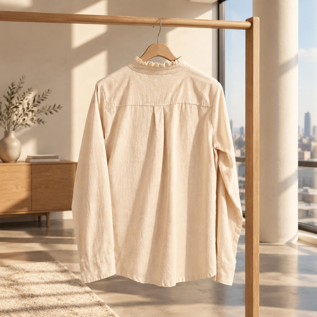 CHEMISIER VELOURS COTELE BEIGE