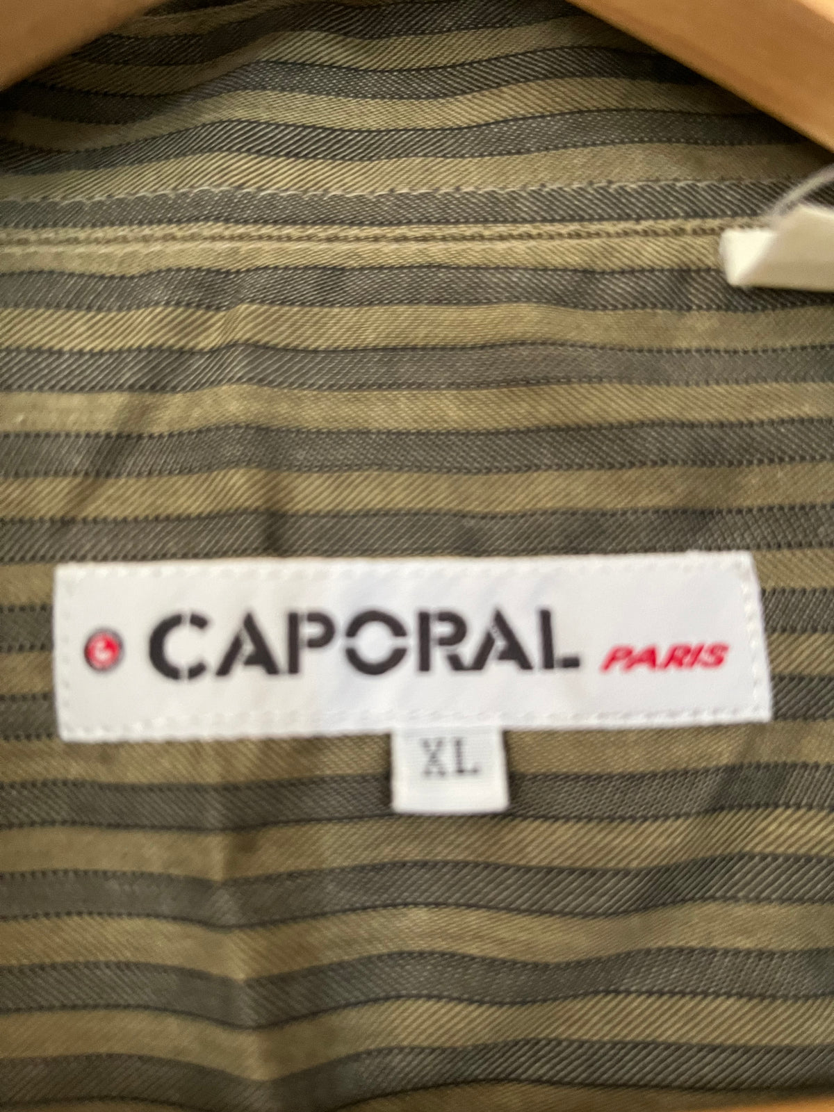 Chemise caporal rayée vert/marron